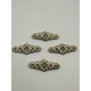 Vintage Bar Brooch Lot of Four Goody Pat Pending Clear Rhinestone READ